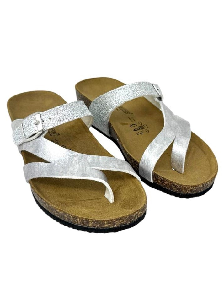 Ciabatta zeppa infradito argento - GS1206B