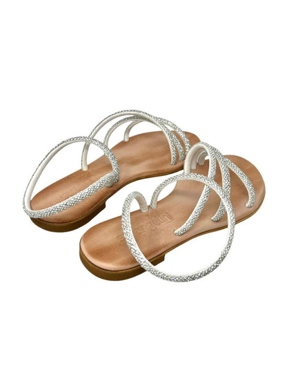 Sandalo intrecciato strass silver - AKTINAS