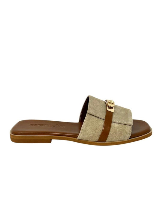 Ciabatta flat beige/tan con morsetto - PADLOB