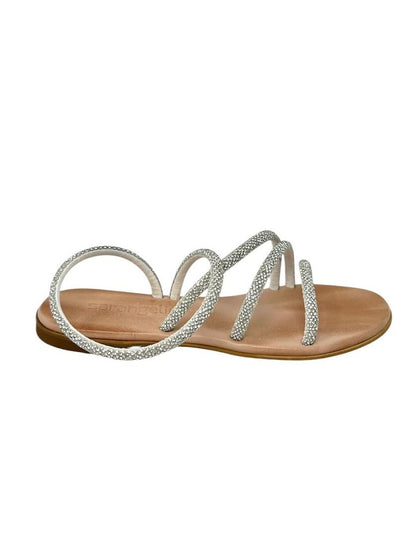 Sandalo intrecciato strass silver - AKTINAS