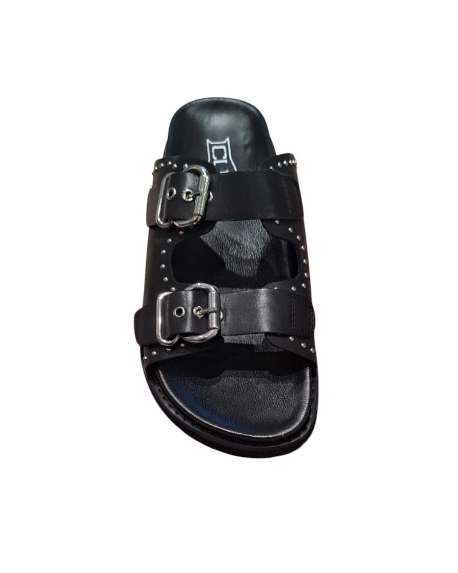 Sandalo con plateau doppia fibbia nero - CLW425