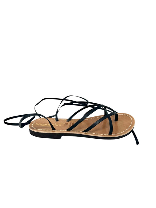 Sandalo basso mignon nero con lacci - 3213N