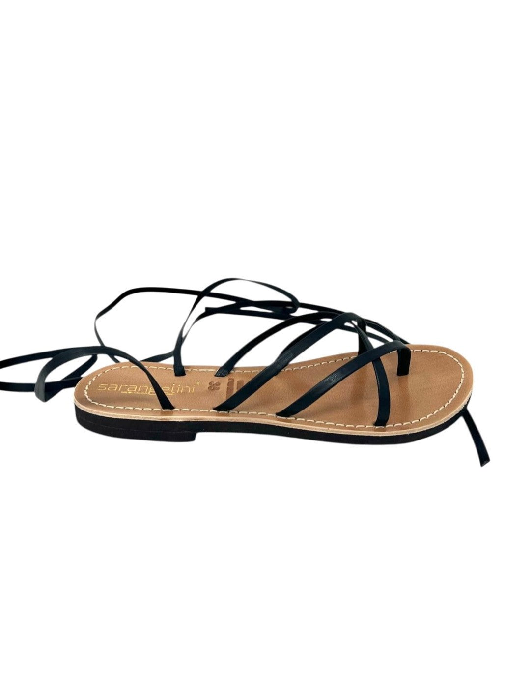 Sandalo basso mignon nero con lacci - 3213N