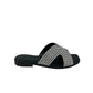 Ciabatta flat ad H nera con strass - 655NE