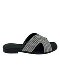 Ciabatta flat ad H nera con strass - 655NE