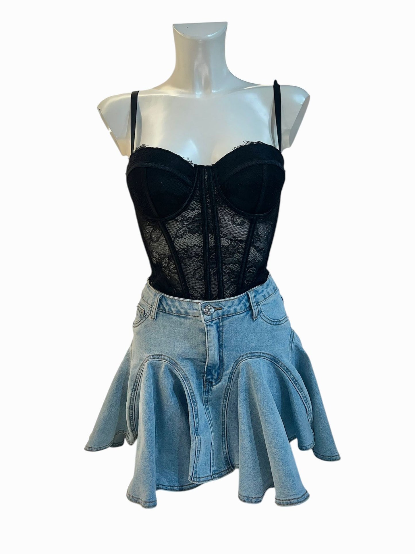 Pantagonna Denim a farfalla-21160