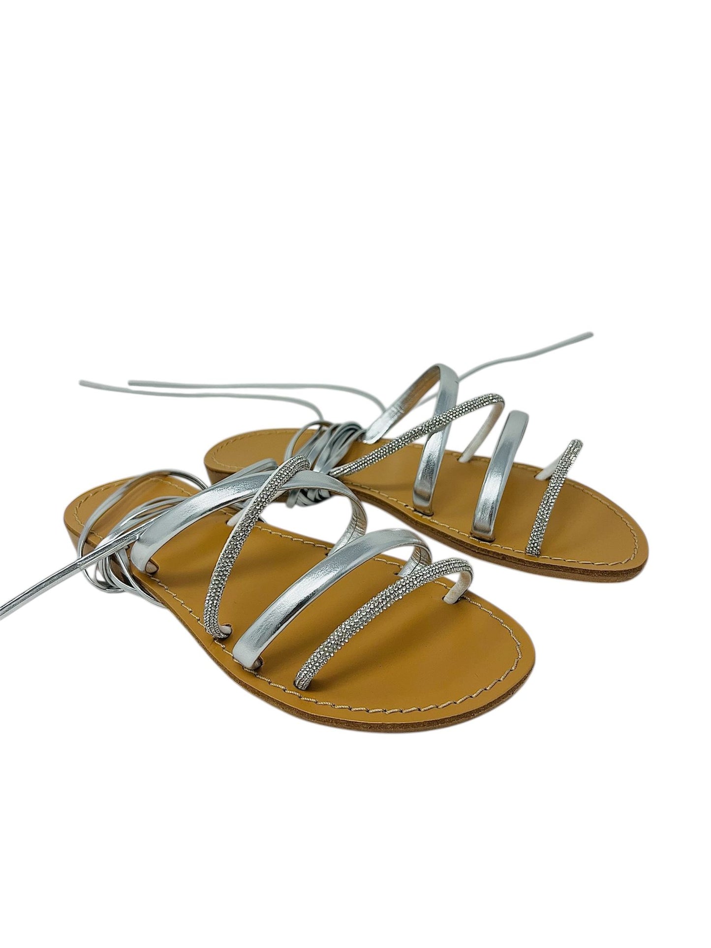 Sandalo flat alla schiava lame' argento - LIDO783