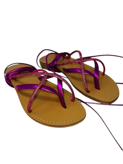 Sandalo alla schiava con strass fucsia - LIDO715