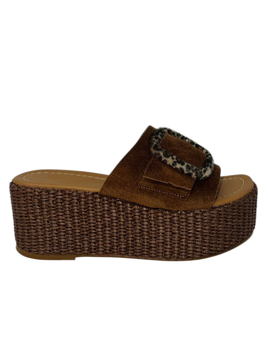 Ciabatta platform marrone animalier - COLLODI