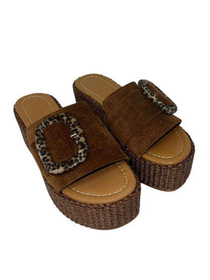 Ciabatta platform marrone animalier - COLLODI