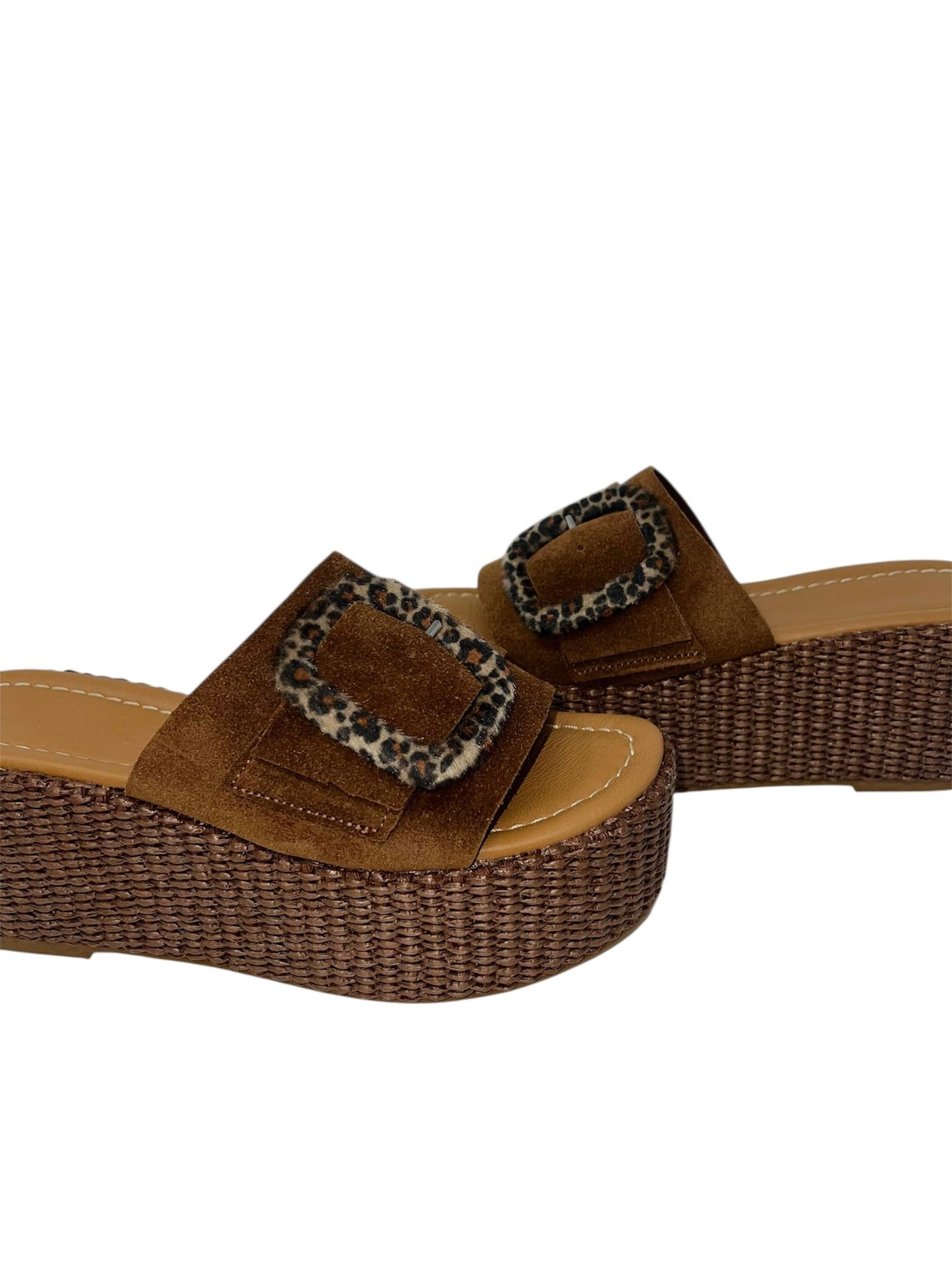 Ciabatta platform marrone animalier - COLLODI