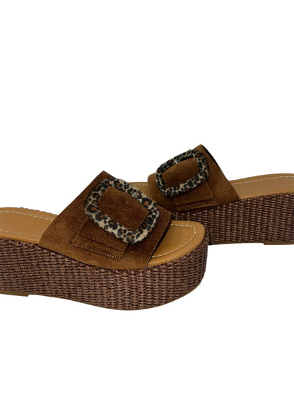 Ciabatta platform marrone animalier - COLLODI