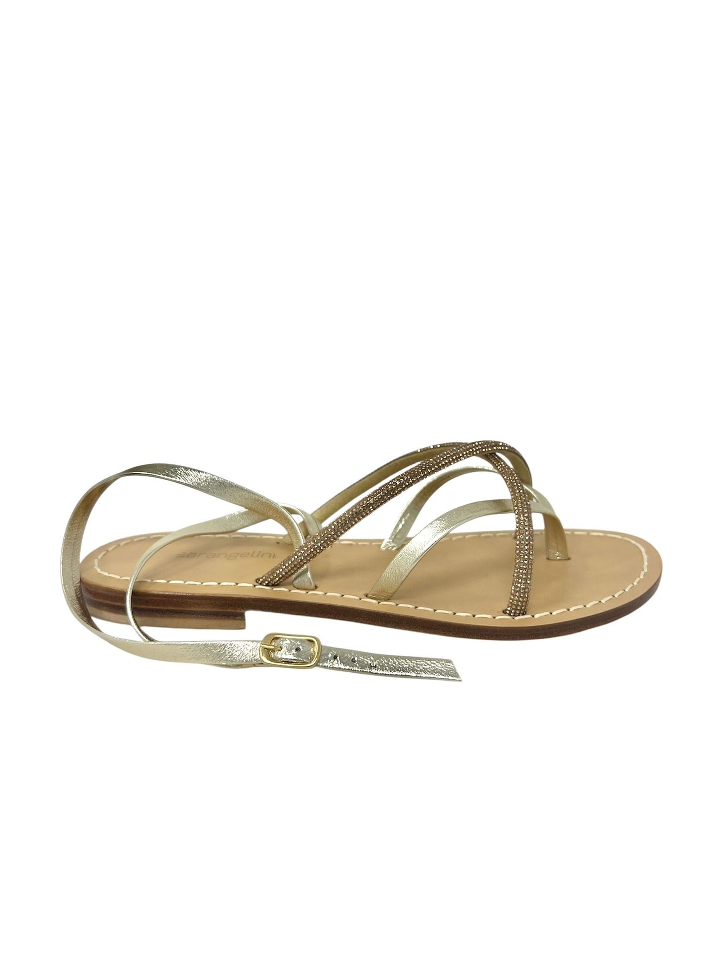 Sandalo infradito in pelle strass ambra - MS0125