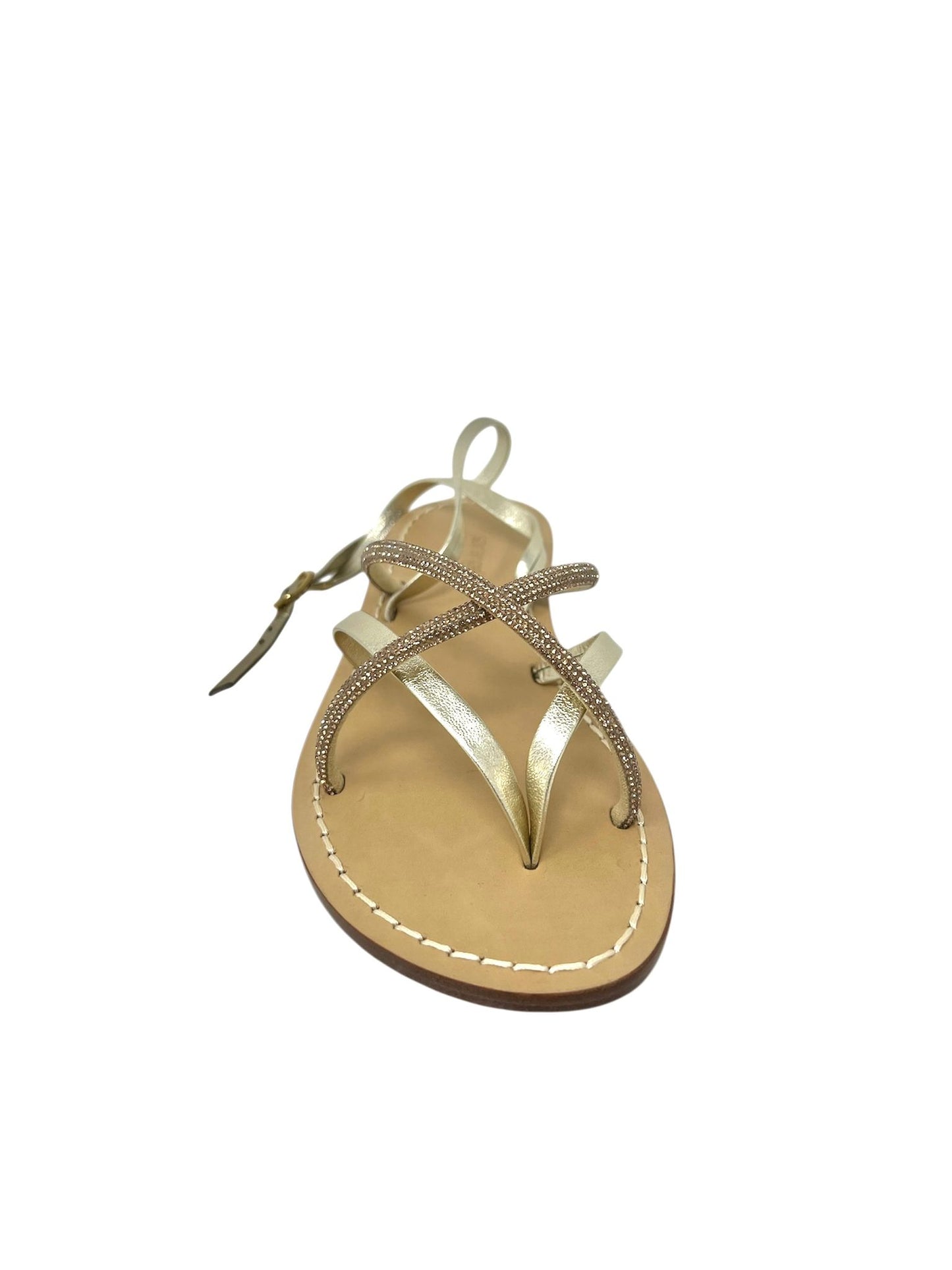 Sandalo infradito in pelle strass ambra - MS0125