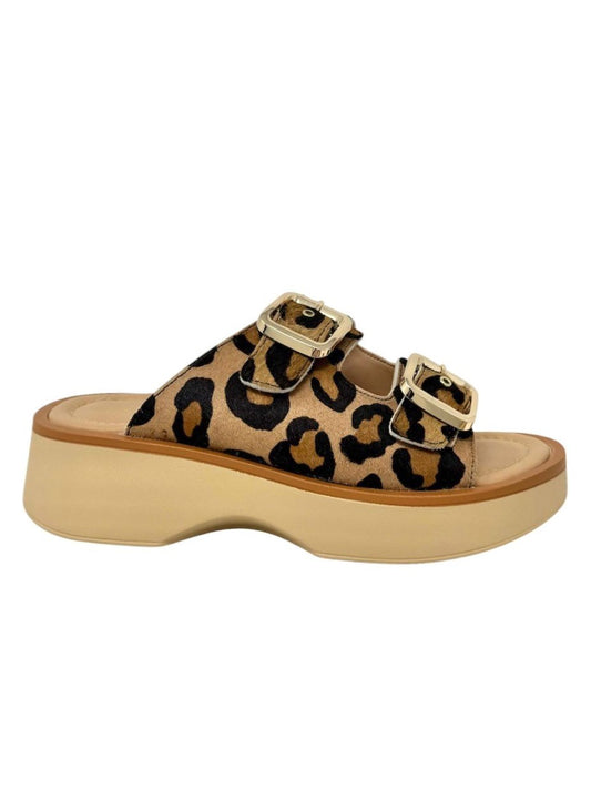 Ciabatta platform doppia fibbia animalier -G02603M