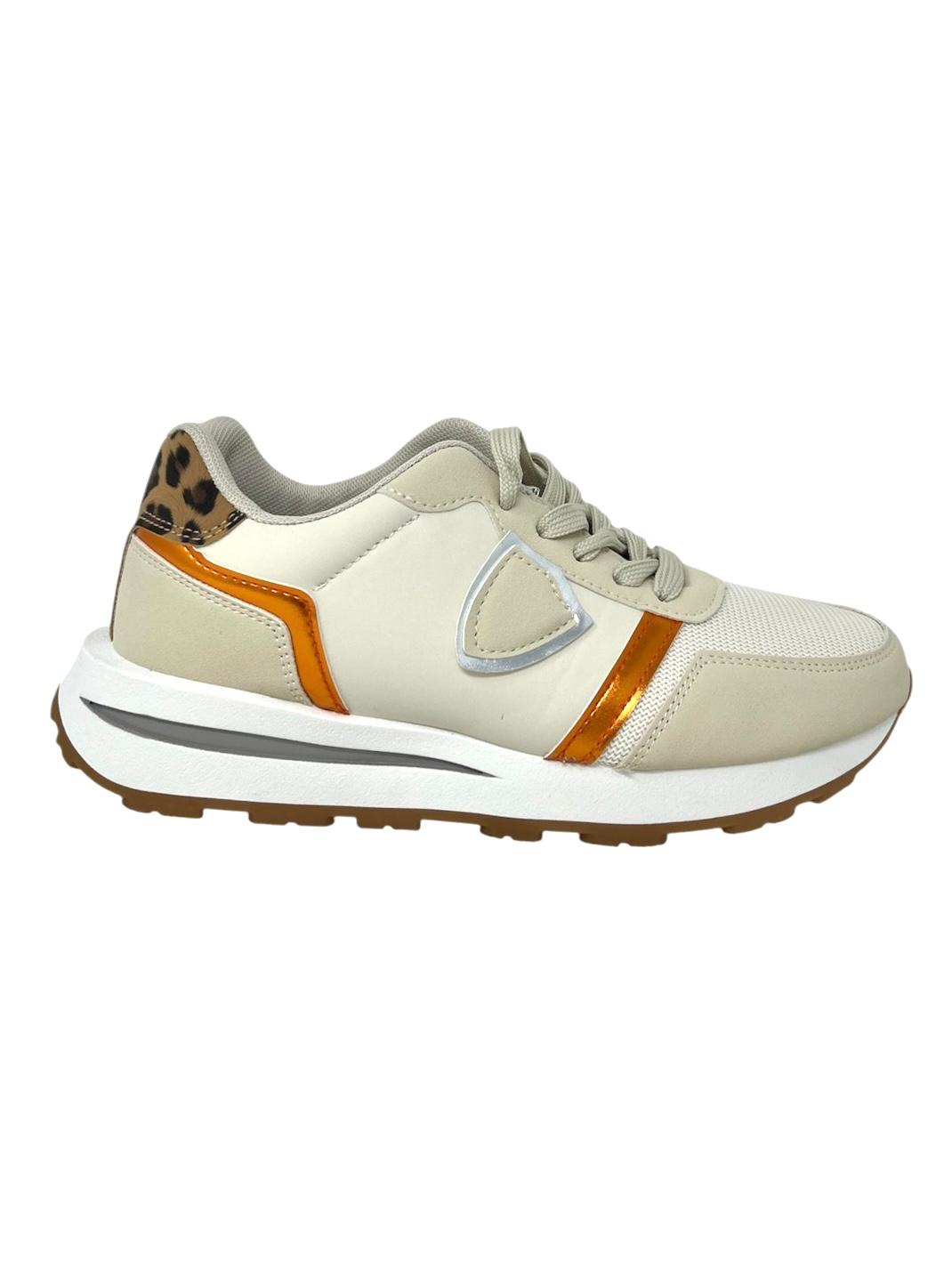 Sneakers tessuto beige tallonetta maculata - SD9486