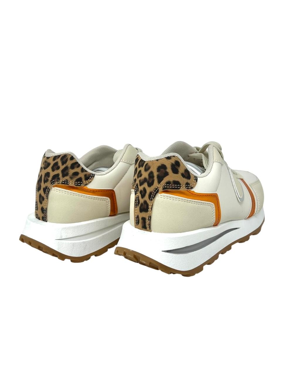 Sneakers tessuto beige tallonetta maculata - SD9486