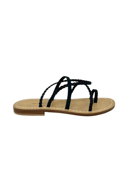 Sandalo infrapollice treccia nero tacco 3cm - MS0225