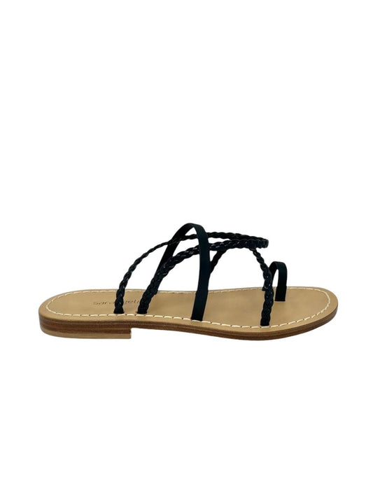 Sandalo infrapollice treccia nero tacco 3cm - MS0225