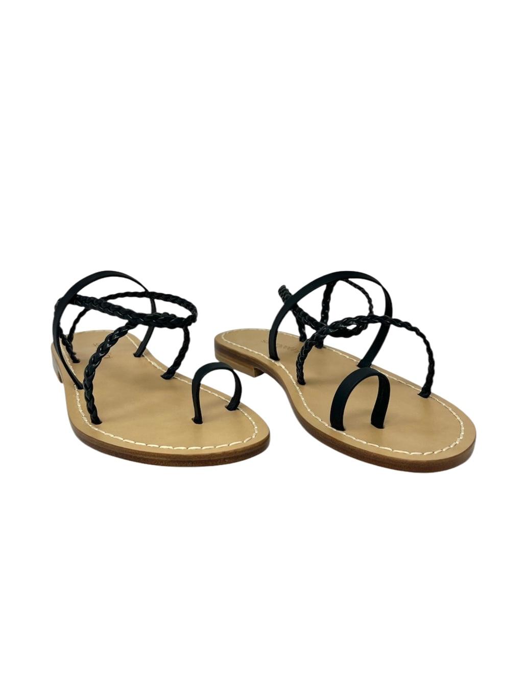 Sandalo infrapollice treccia nero tacco 3cm - MS0225