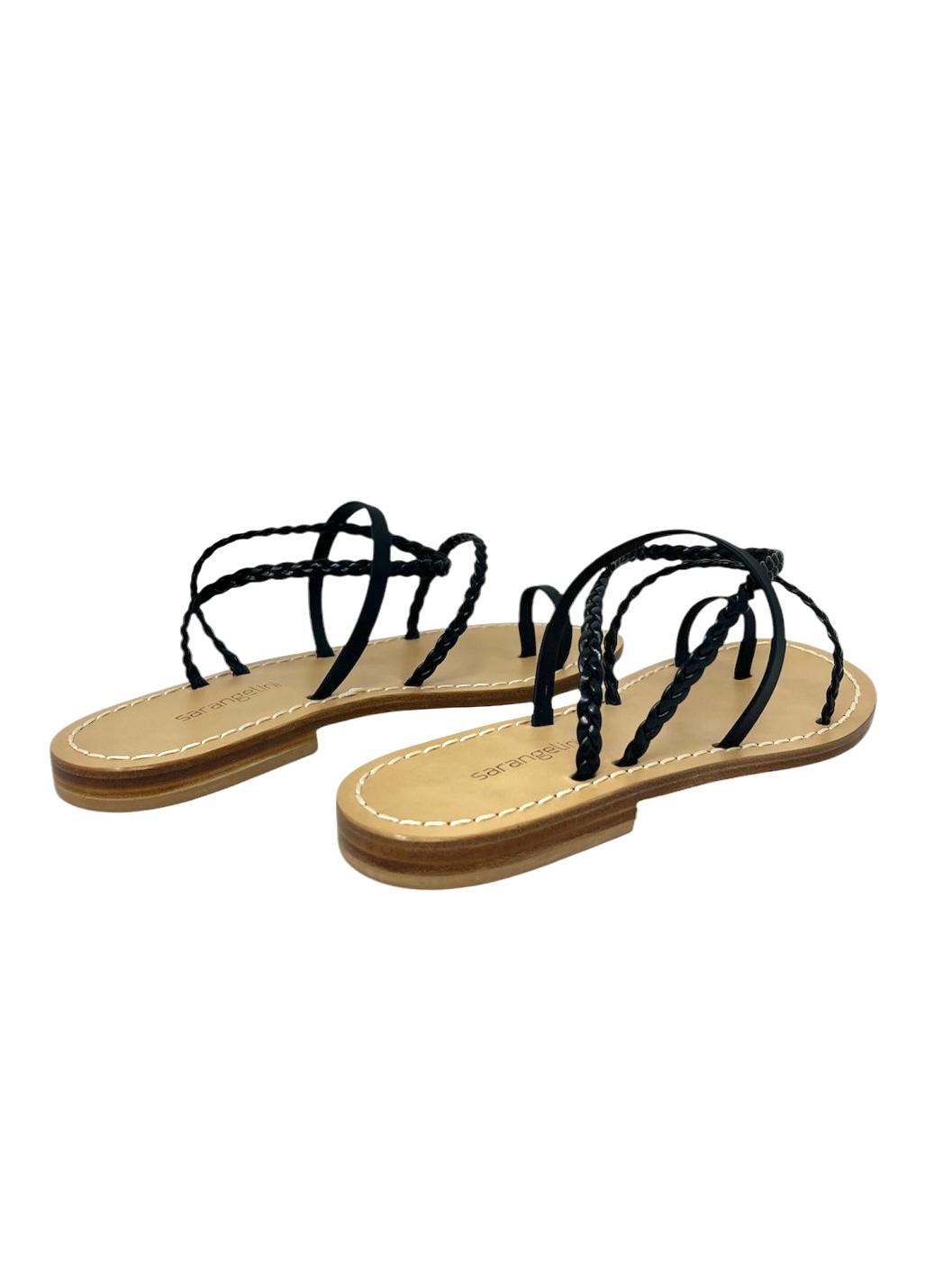 Sandalo infrapollice treccia nero tacco 3cm - MS0225