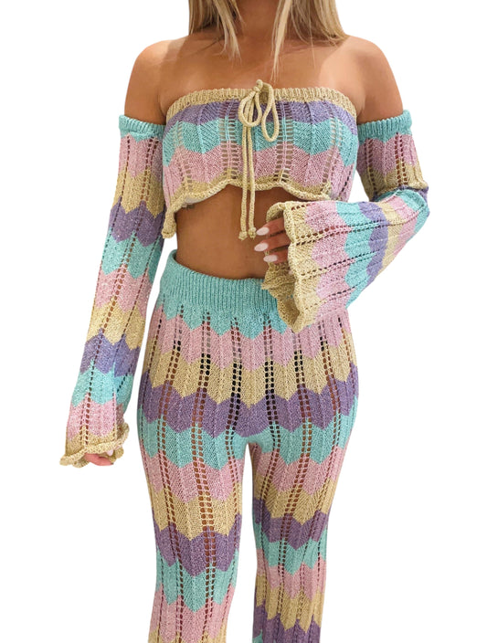 Coordinato top e pantalone lilla