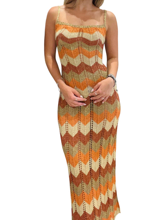 Abito in crochet multicolor lacci sul retro