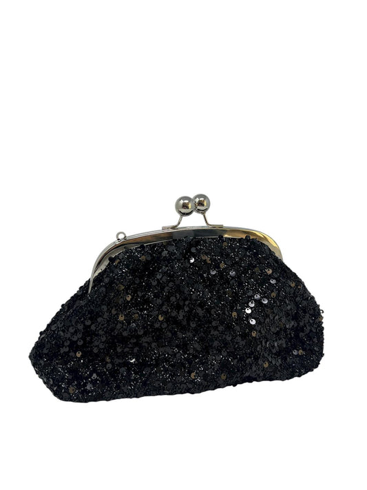 Borsa clutch in paiettes nera 273229