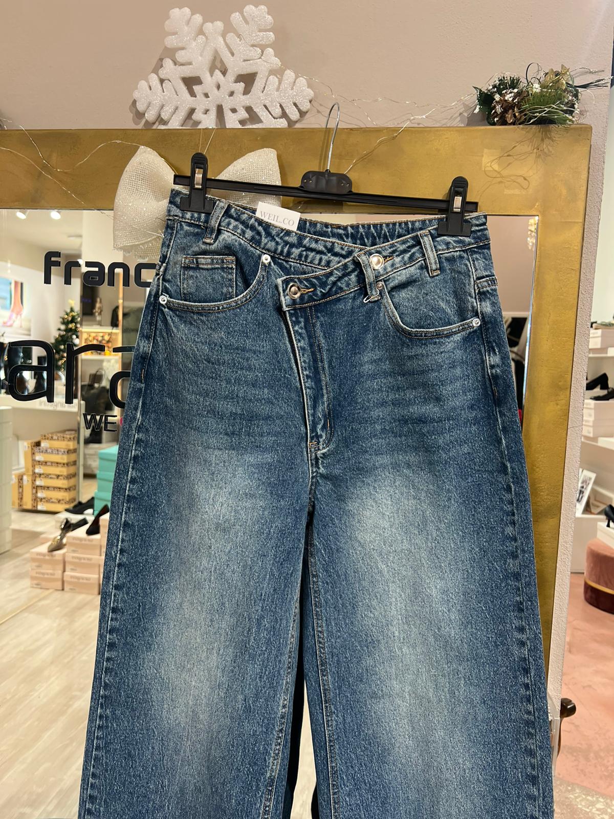 Jeans a palazzo asimmetrico - 6100J
