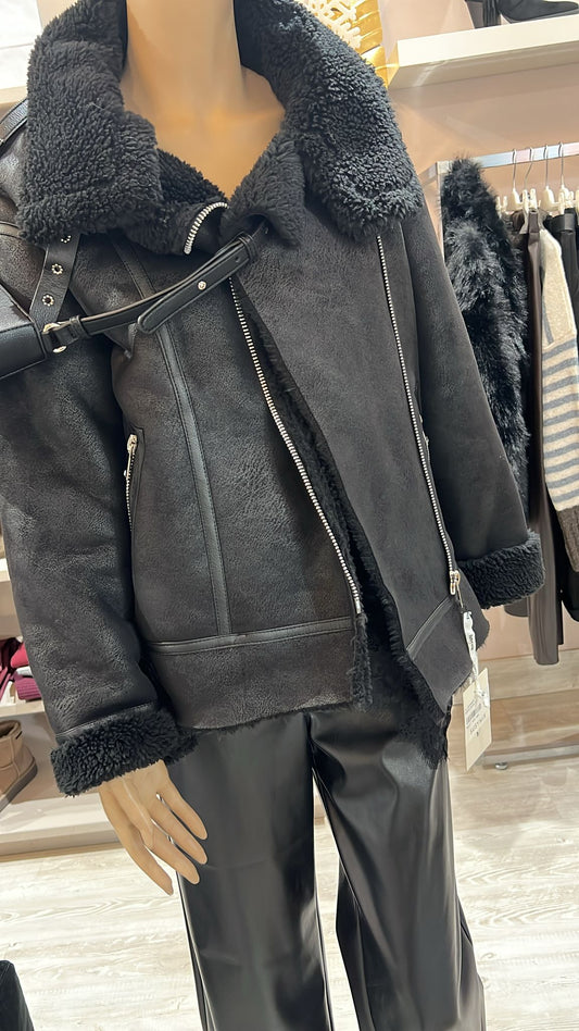 Cappotto montone nero 23065