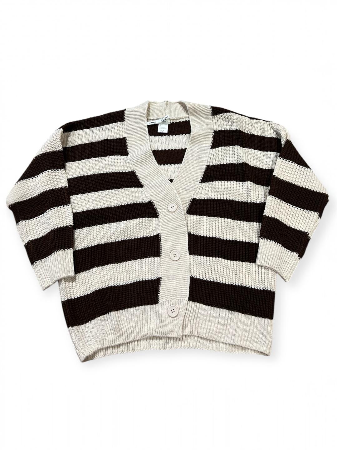 Cardigan rigato crema - M92082