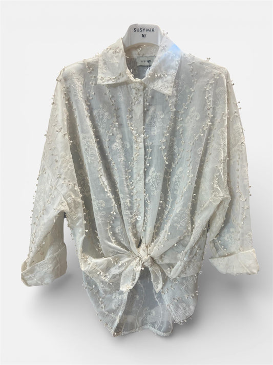 Camicia ricamata burro V_S26M2