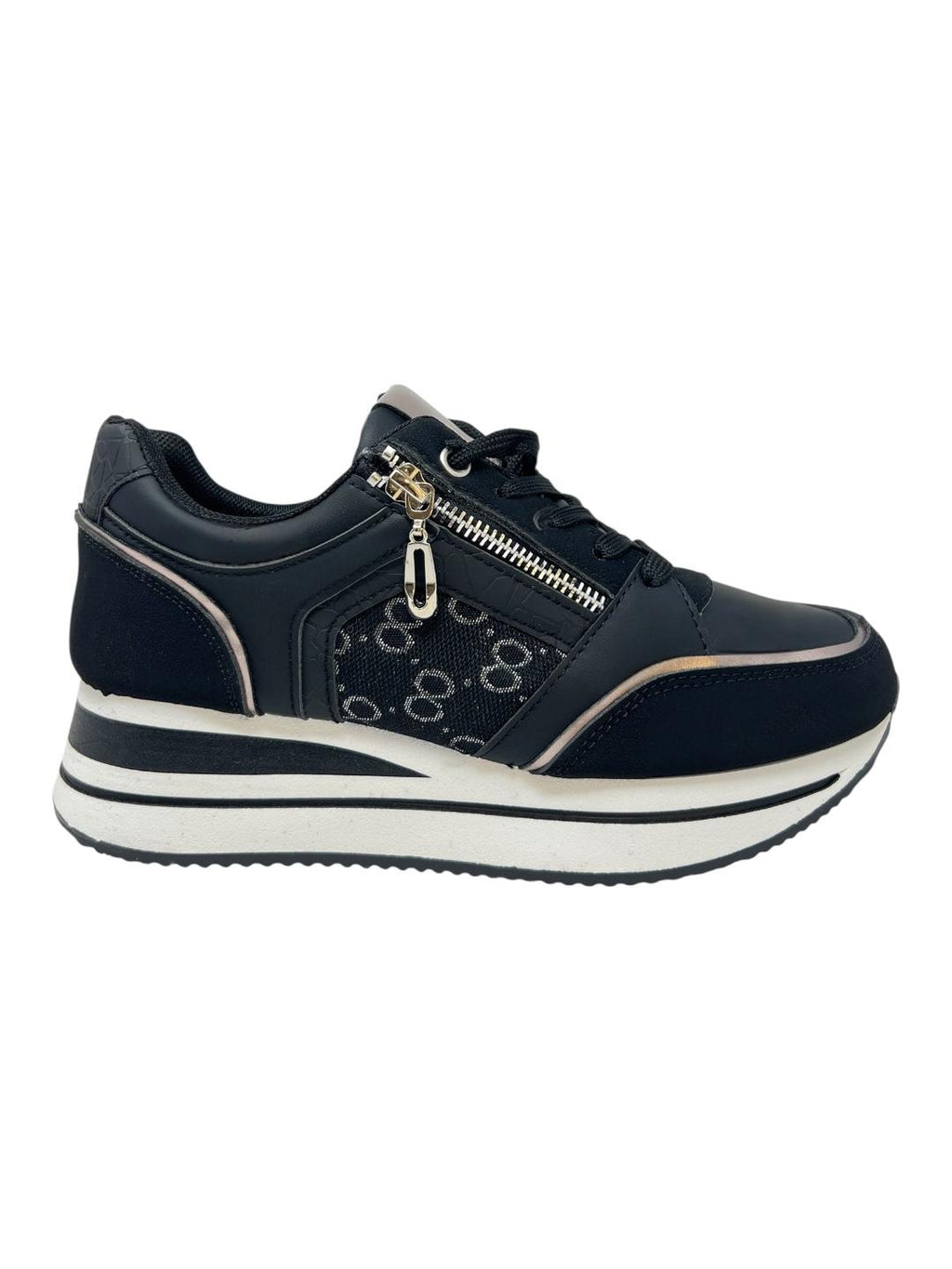 Sneakers con lacci a zip nero - V_Y266N