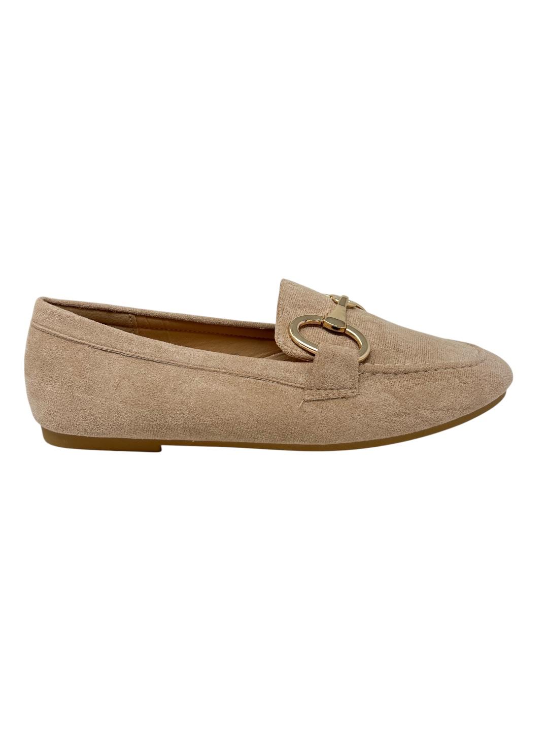 Mocassino microfibra morsetto beige - V4099B