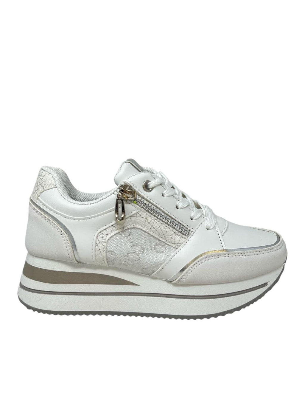 Sneakers con zip e lacci bianco - V_Y266B