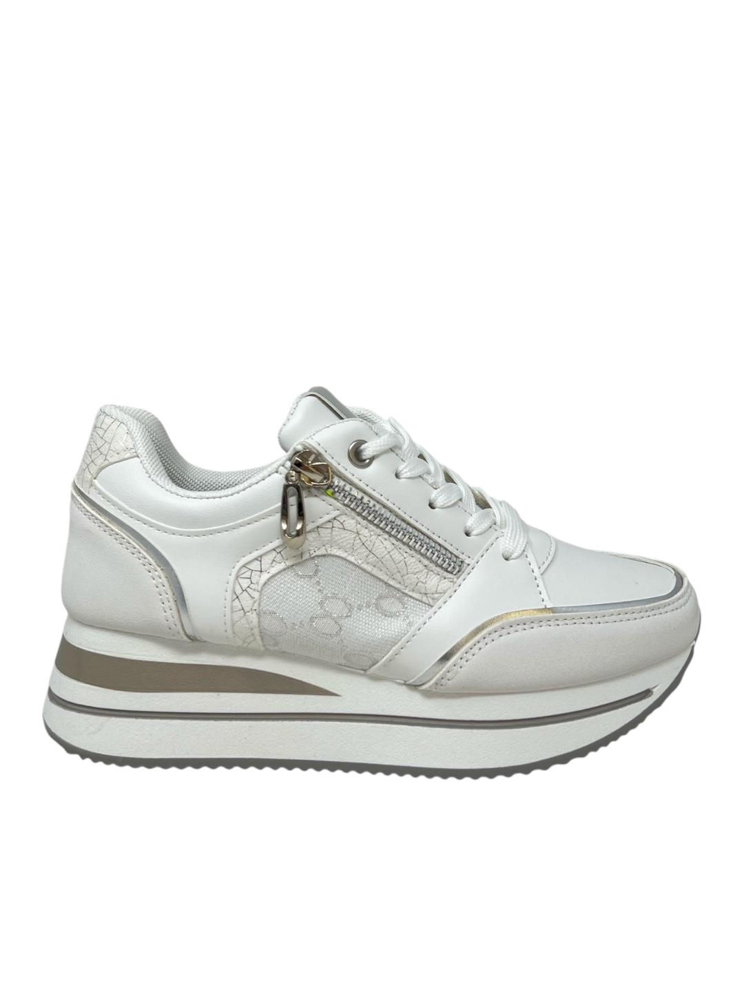 Sneakers con zip e lacci bianco - V_Y266B