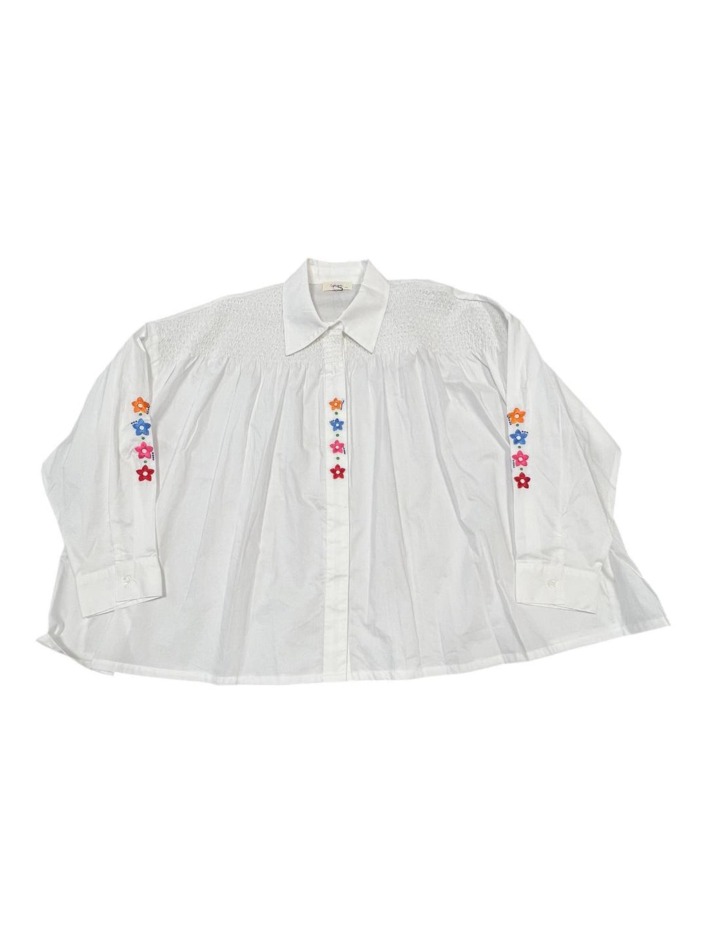 Camicia cotone con fiori - V_2642