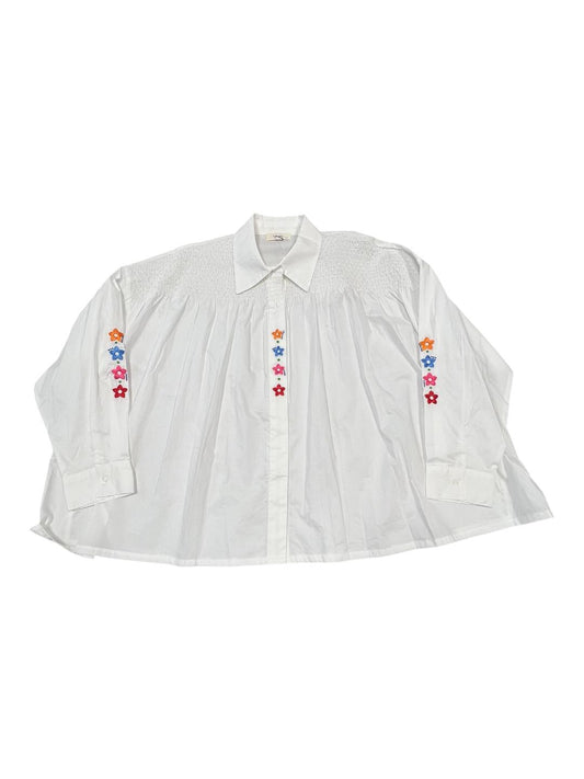 Camicia cotone con fiori - V_2642