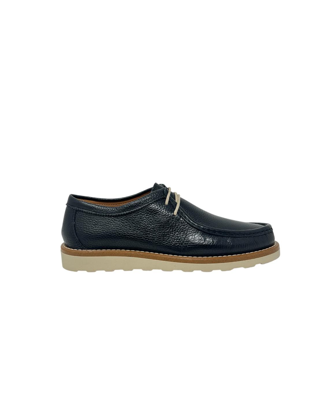 Mocassino con lacci in pelle nera V_NERA