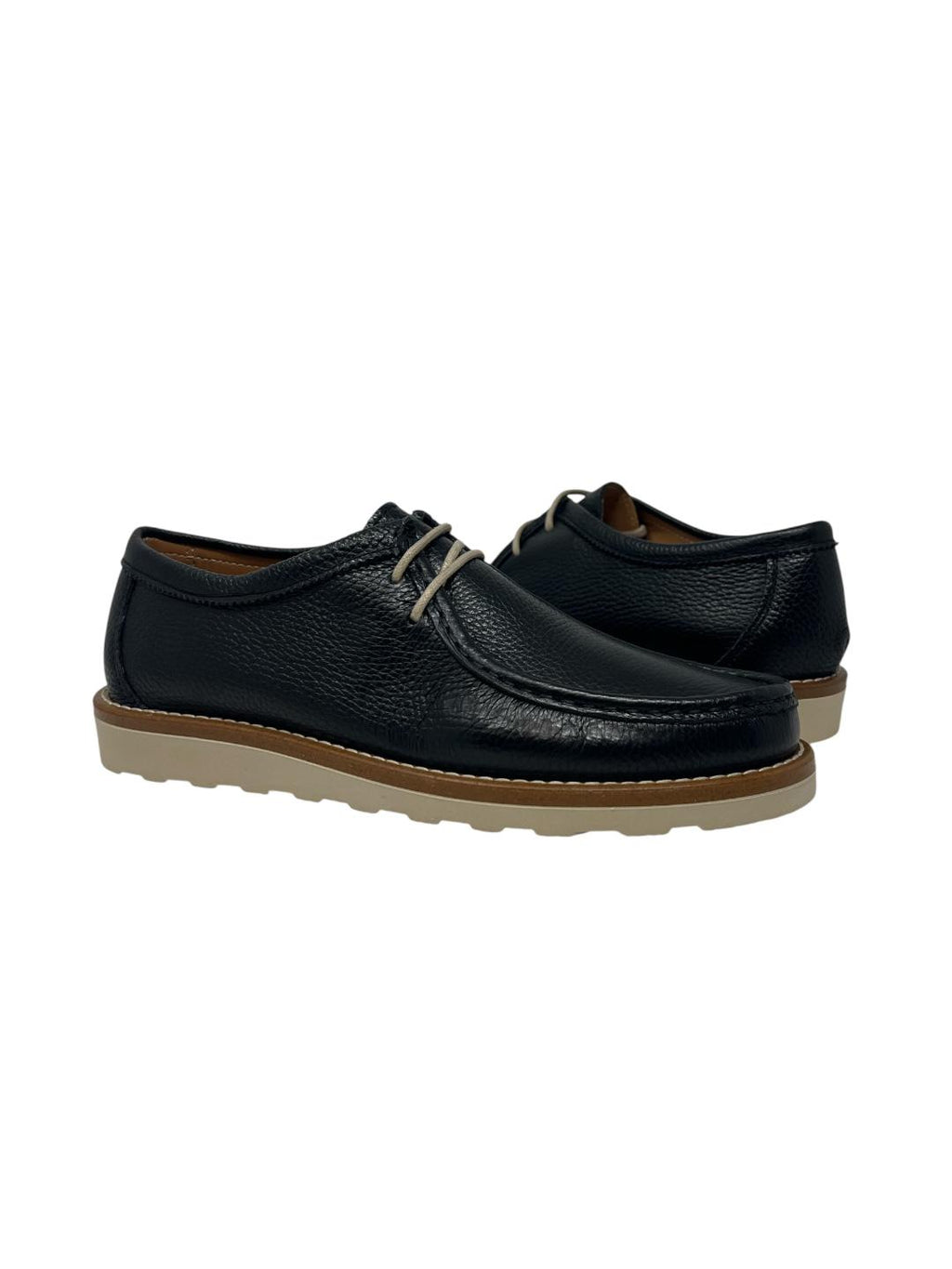 Mocassino con lacci in pelle nera V_NERA