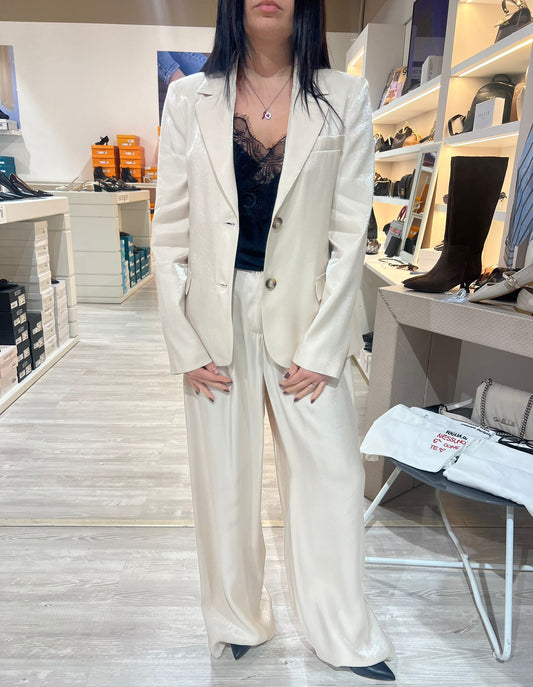 Giacca + pantalone satin avorio V_101551
