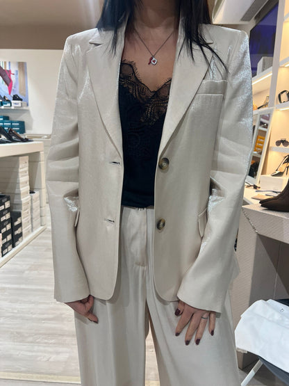 Giacca + pantalone satin avorio V_101551