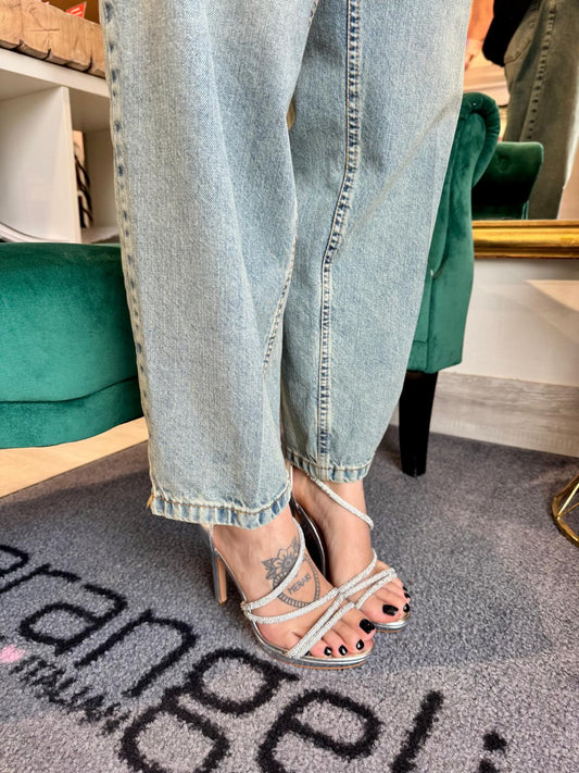 Sandalo con strass tacco alto Argento - V_SILVERS