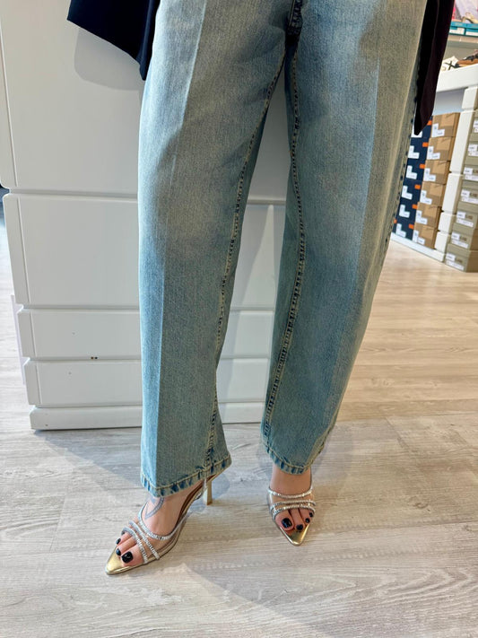 Slingback vinile strass color oro - V_VINORO