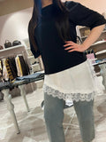 Maglia con pizzo nero V_120151N
