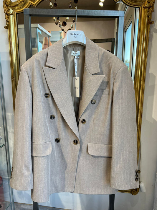 Giacca over fango gessata V_M10087