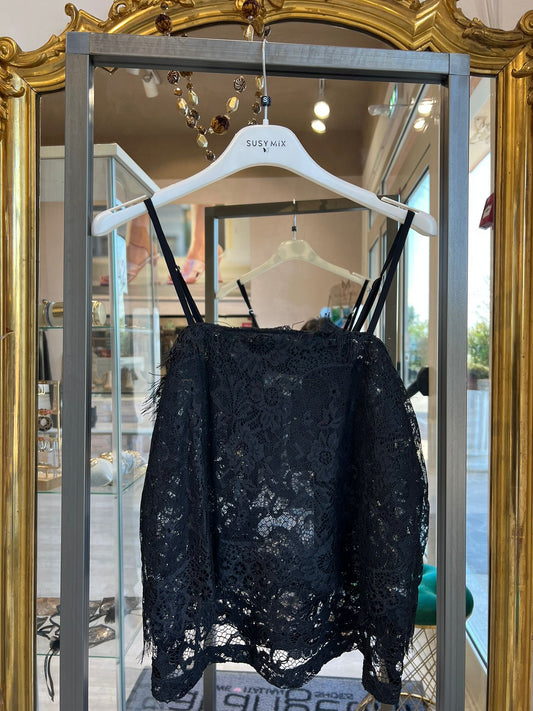 Top doppio in pizzo nero V_52T546N