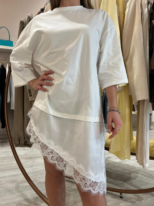 Maglia con pizzo latte V_120151