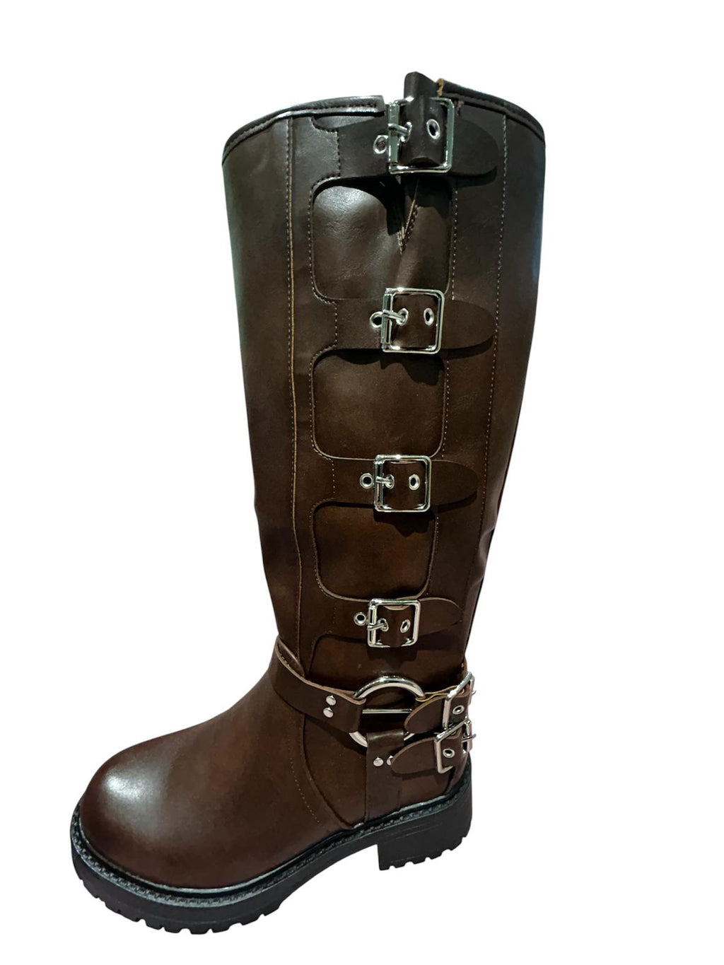 Biker con fibbie marrone V_6199M