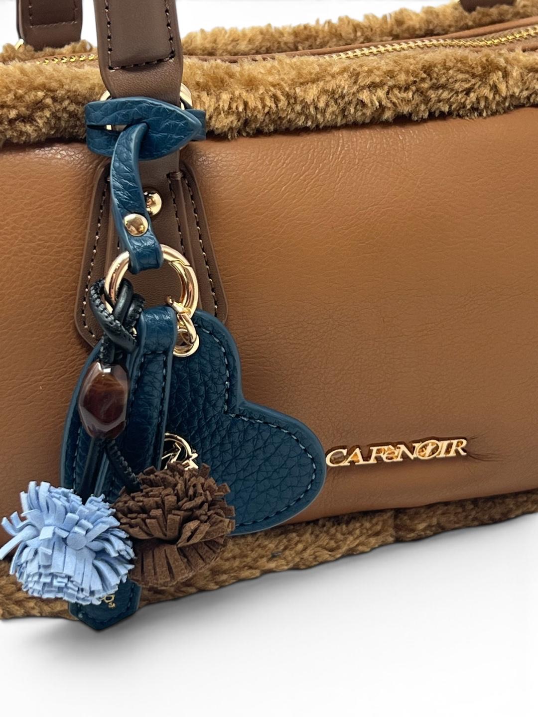 Borsa bauletto con manici inserto ecofur - V_NF1133